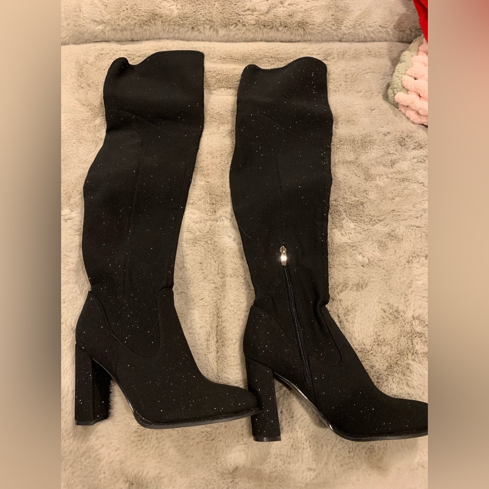 Sparkly Marc Fisher over the knee black boots. Size 8. Stretchy.